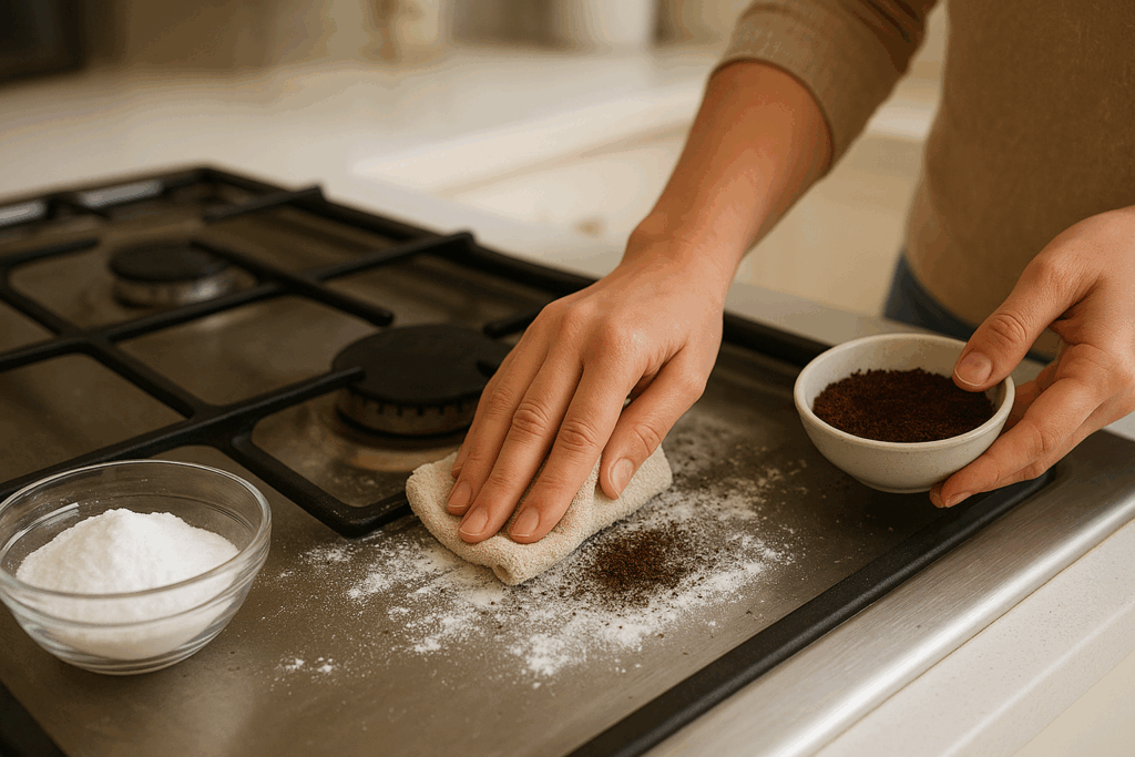 how to clean gas stove top