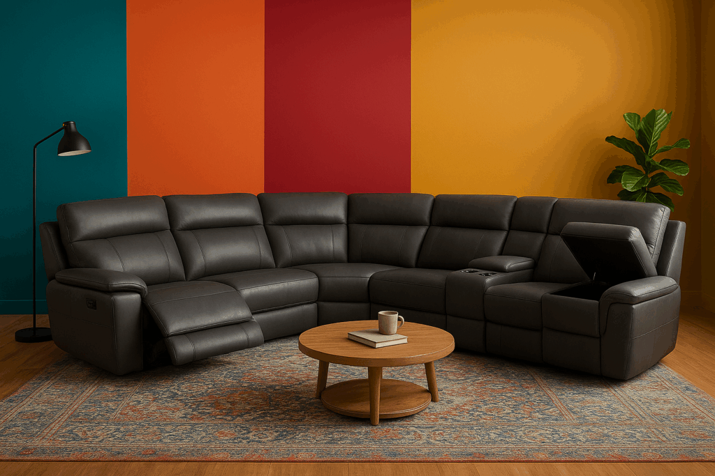 U-Shaped Sofa with Built-In Storage & Recliners