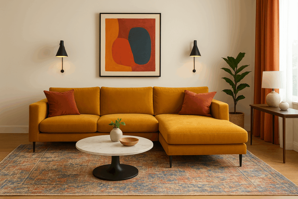 Corner-Fitted Living Room L Shape Sofa Layout