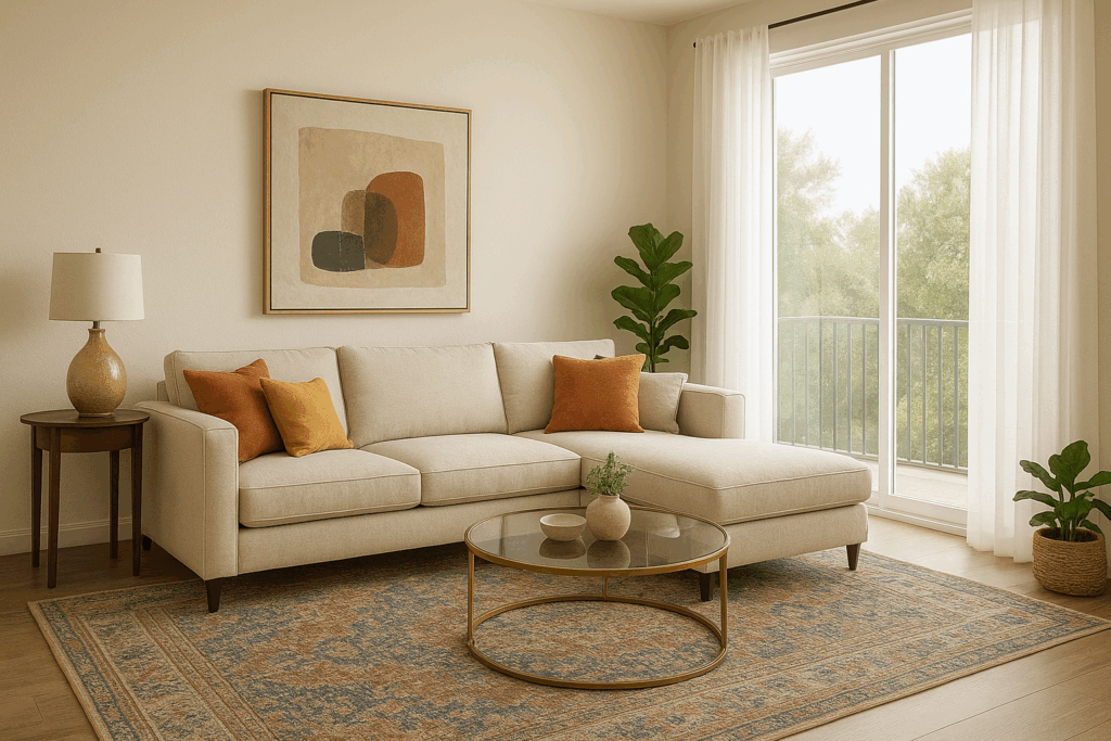 Living Room L Shape Sofa Facing the Window