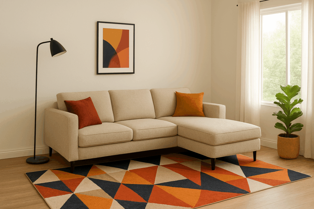 Diagonal Living Room L Shape Sofa Layout