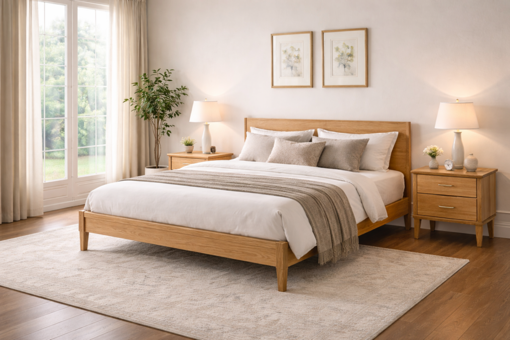 Scandinavian-Inspired Wooden Bed Frame