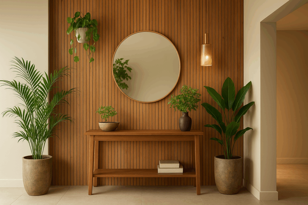 Indoor Plants to Softly Style the Entrance Wall
