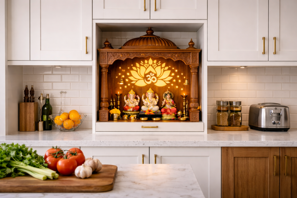 Plywood Wooden Mandir Design For Home