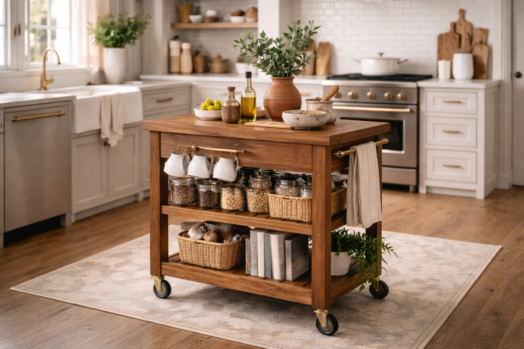 wooden kitchen trolley