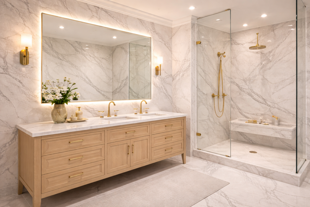 Marble-Inspired Tile Elegance