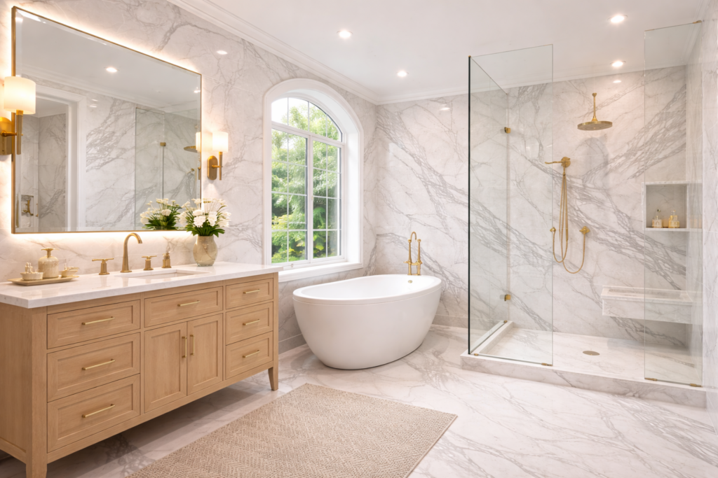 Marble-Inspired Tile Elegance