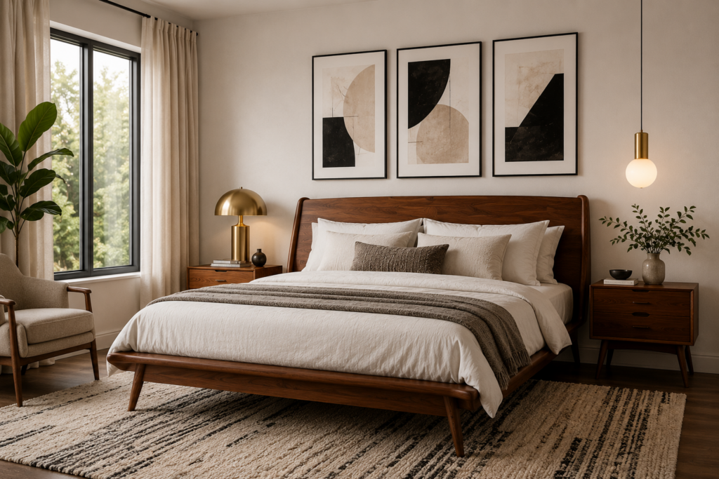 mid century bed frame
