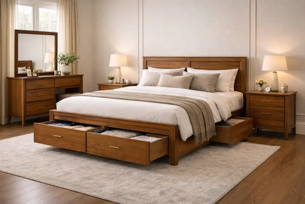 Storage Wooden Bed Frame