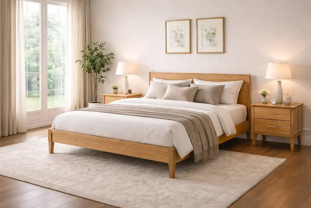 Scandinavian-Inspired Wooden Bed Frame