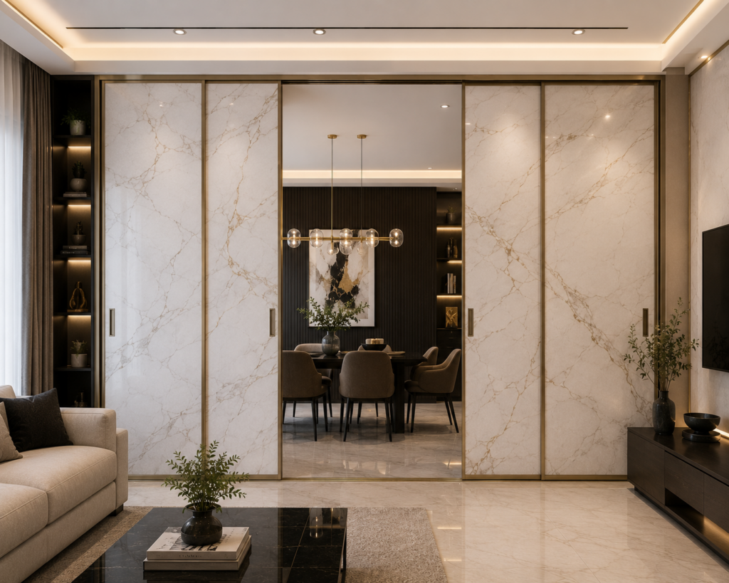 Luxury Marble Finish Sliding Panels